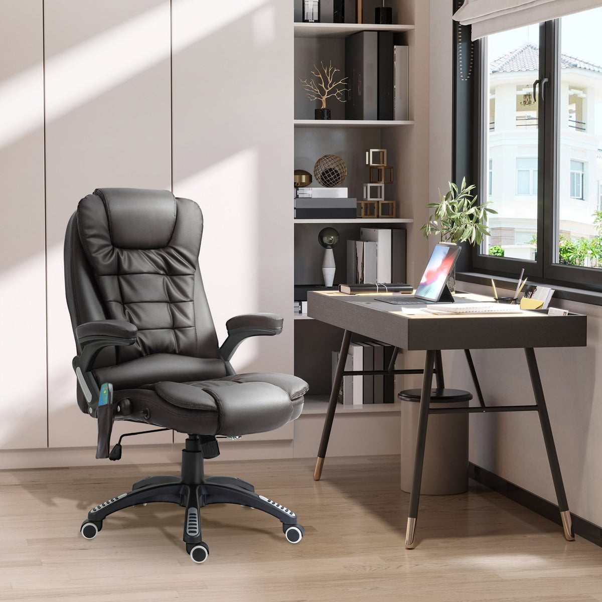 Massage Chair Office Chair Office Chair Executive Chair Gaming Chair 6 Point Vibration Massage With Heat Function Faux Leather Leather Chair Rotatable (Brown)