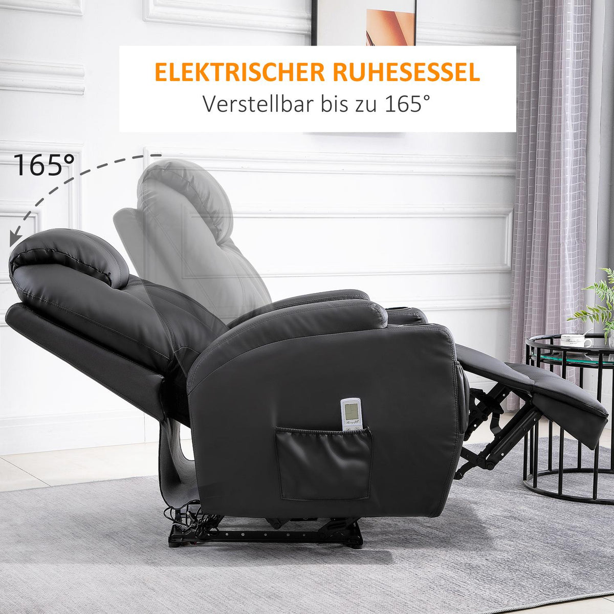 Massage Chair, Relaxation Chair, Massage Reclining Function, Faux Leather, Black, 82X97X110Cm
