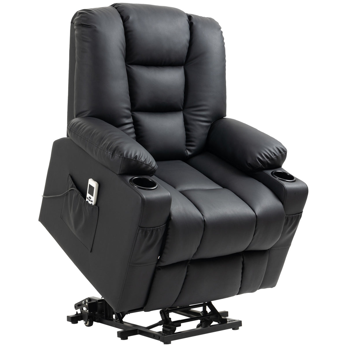 Massage Chair, Relaxation Chair With Stand-Up Aid, Tv Chair With Usb Port, With Reclining Function, Wheels, Remote Control, Up To 150 Kg, Black