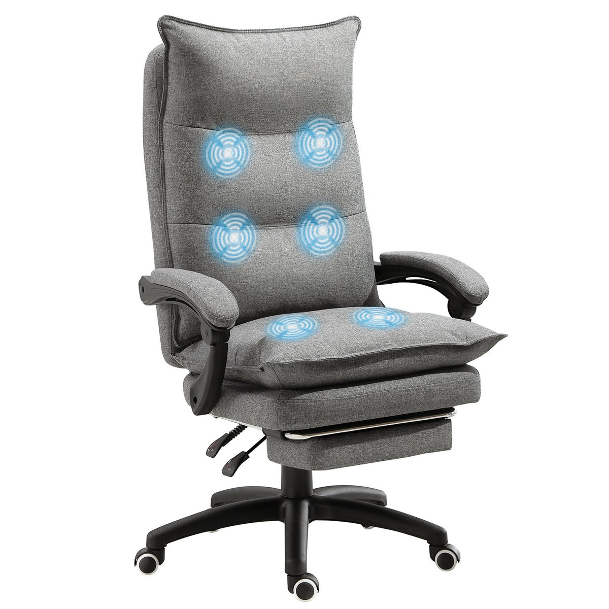 Massage Chair Swivel Chair, Gaming Chair, Office Chair, Ergonomic Desk Chair, Height Adjustable, Nylon, Gray, 70X62X120-130Cm