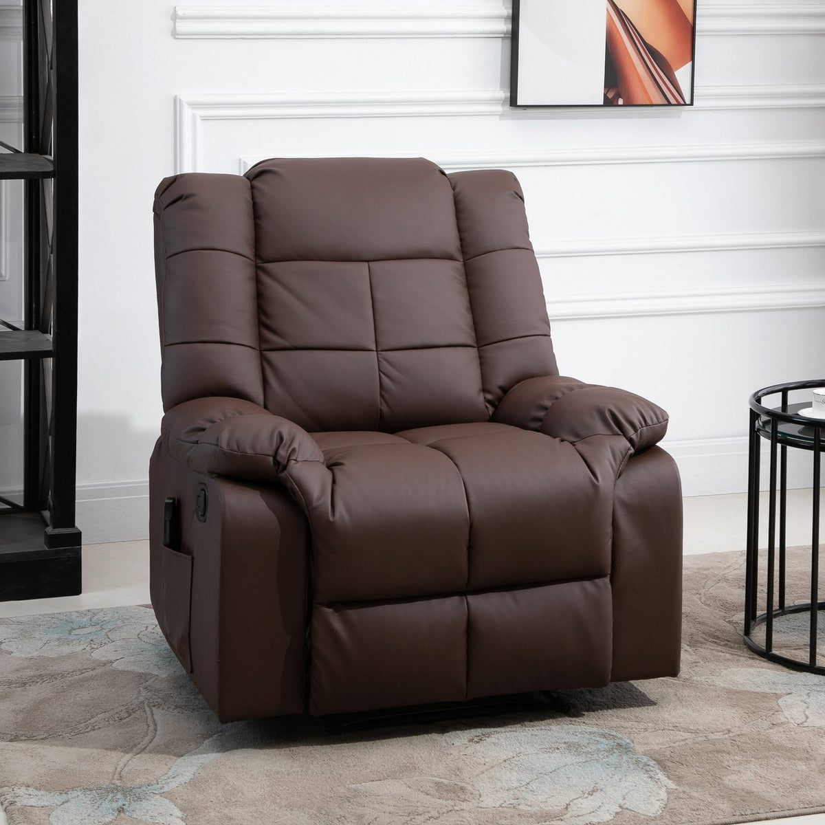 Massage Chair, Tv Chair, Electric Relaxation Chair With Massage Function, Faux Leather, Wood, Steel, Foam, Brown, 94 X 99 X 99 Cm