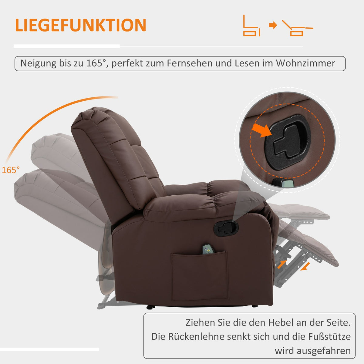 Massage Chair, Tv Chair, Electric Relaxation Chair With Massage Function, Faux Leather, Wood, Steel, Foam, Brown, 94 X 99 X 99 Cm