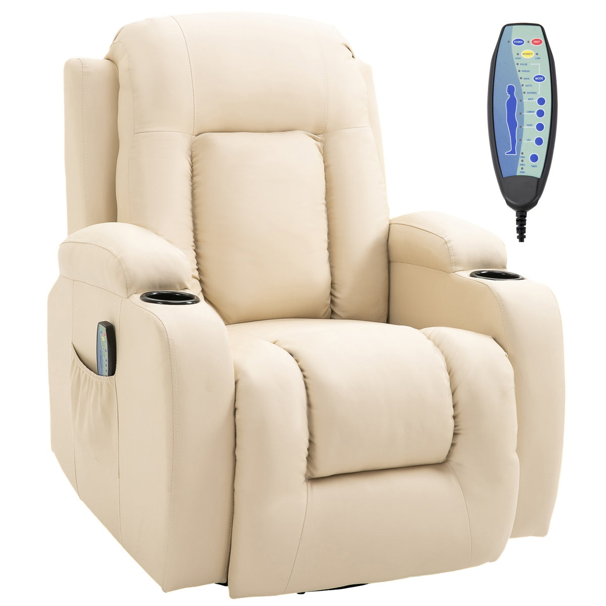 Massage Chair, Tv Chair, Relaxation Chair With Heat Function, Tv Chair With Reclining Function With Remote Control, Cup Holder, 85 X 94 X 104 Cm