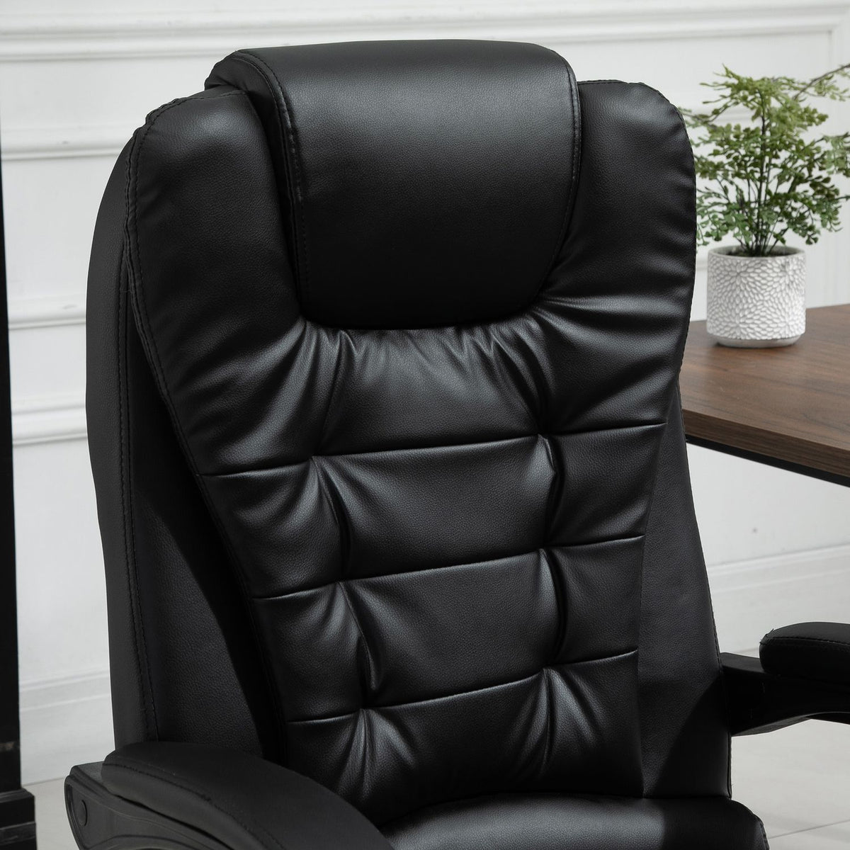 Massage Chair With 7 Points Executive Chair Height-Adjustable Swivel Chair With Integrated Footrest Lower Back Cushion 67 X 79 X 111-121 Cm