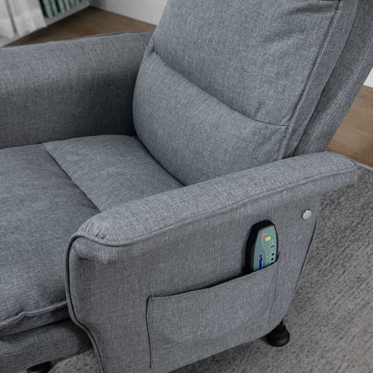 Massage Chair With Footstool, Electric Tv Chair With Massage Function, Remote Control, Swivel Relaxation Chair With Linen Look, Steel, Grey