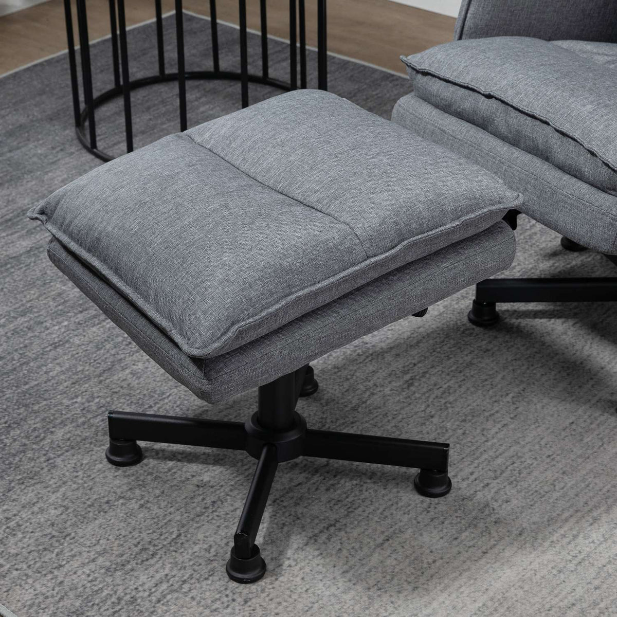 Massage Chair With Footstool, Electric Tv Chair With Massage Function, Remote Control, Swivel Relaxation Chair With Linen Look, Steel, Grey