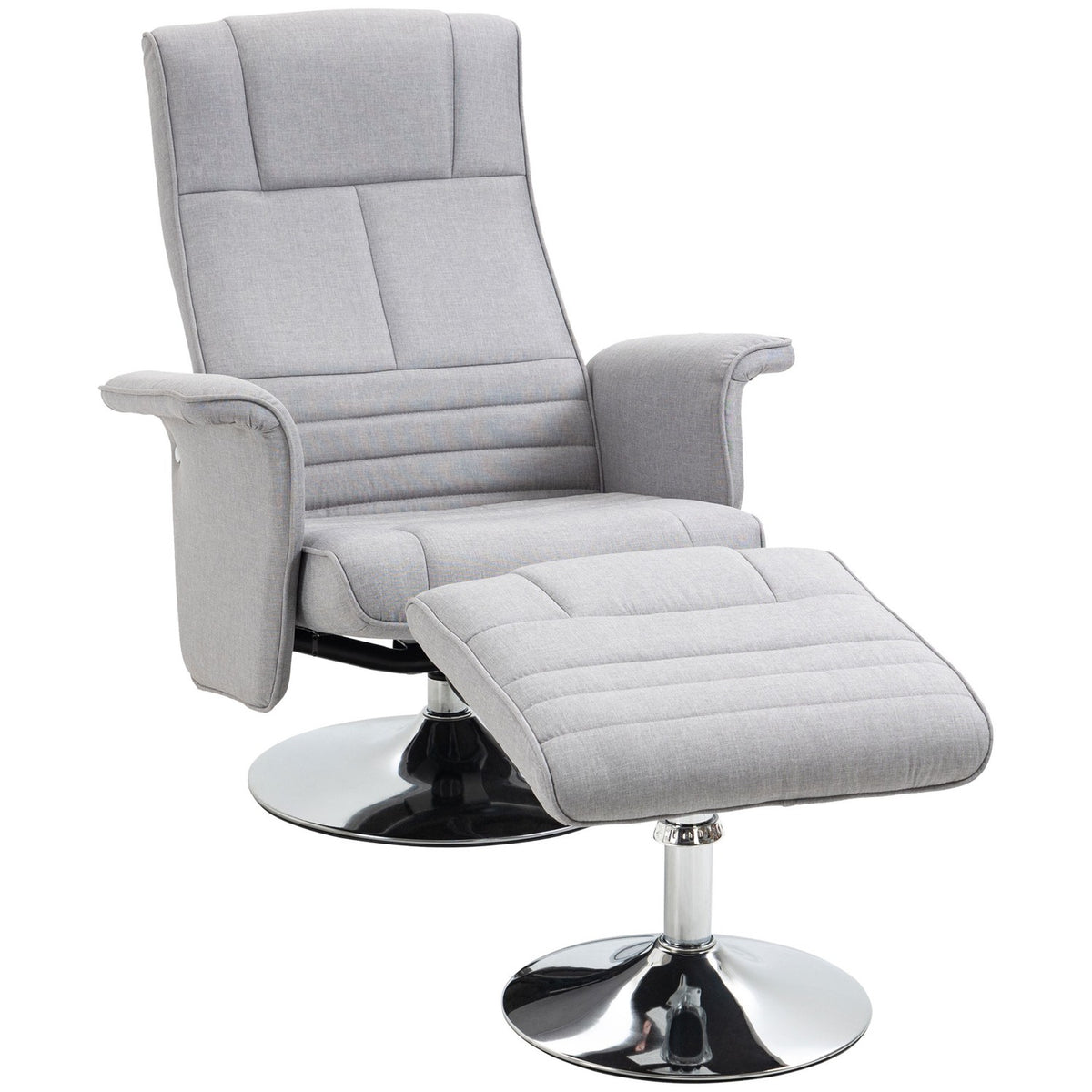 Massage Chair With Footstool, Electric Tv Chair With Reclining Function, Remote Control, Linen Look, Steel, Light Grey