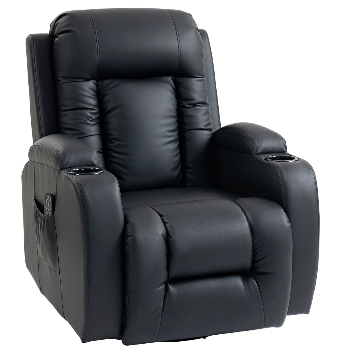 Massage Chair with Heat, Recline & Swivel – Black