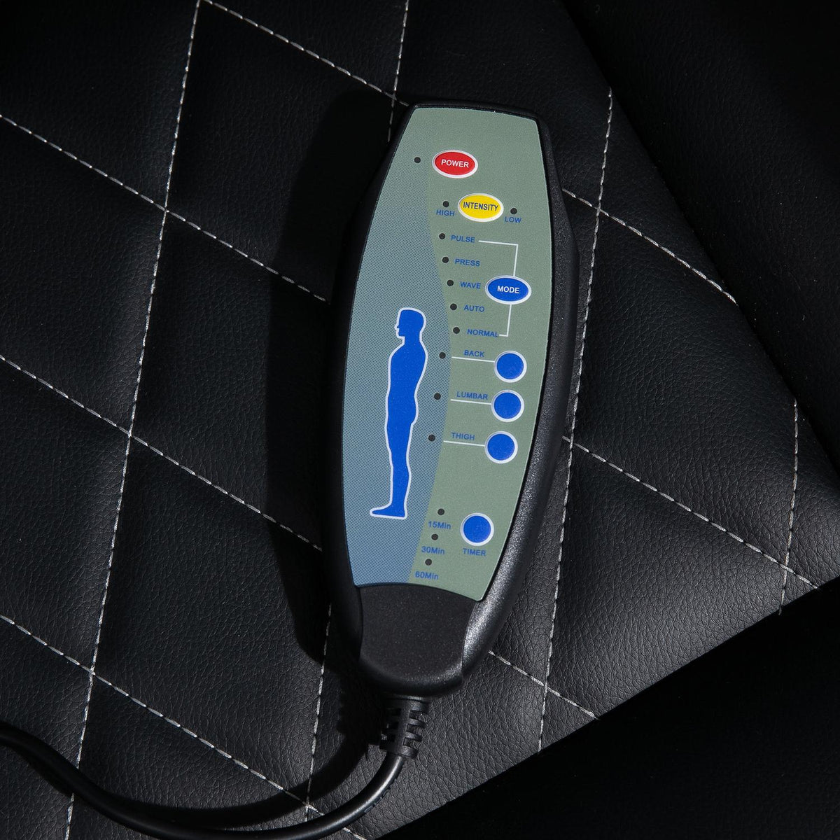 Massage Office Chair 6-Point Massage Swivel Chair Faux Leather With Headrest Black 70X76.5X114-124Cm