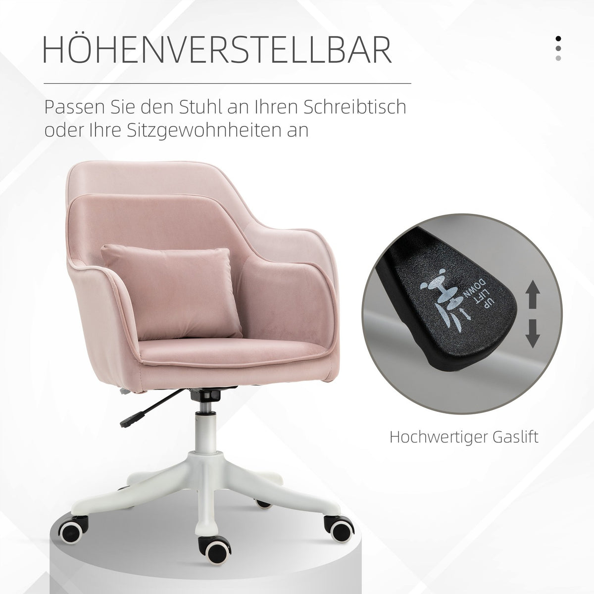Massage Office Chair Desk Chair Swivel Chair Vibration Function Adjustable Armrests 55X65X79-89Cm