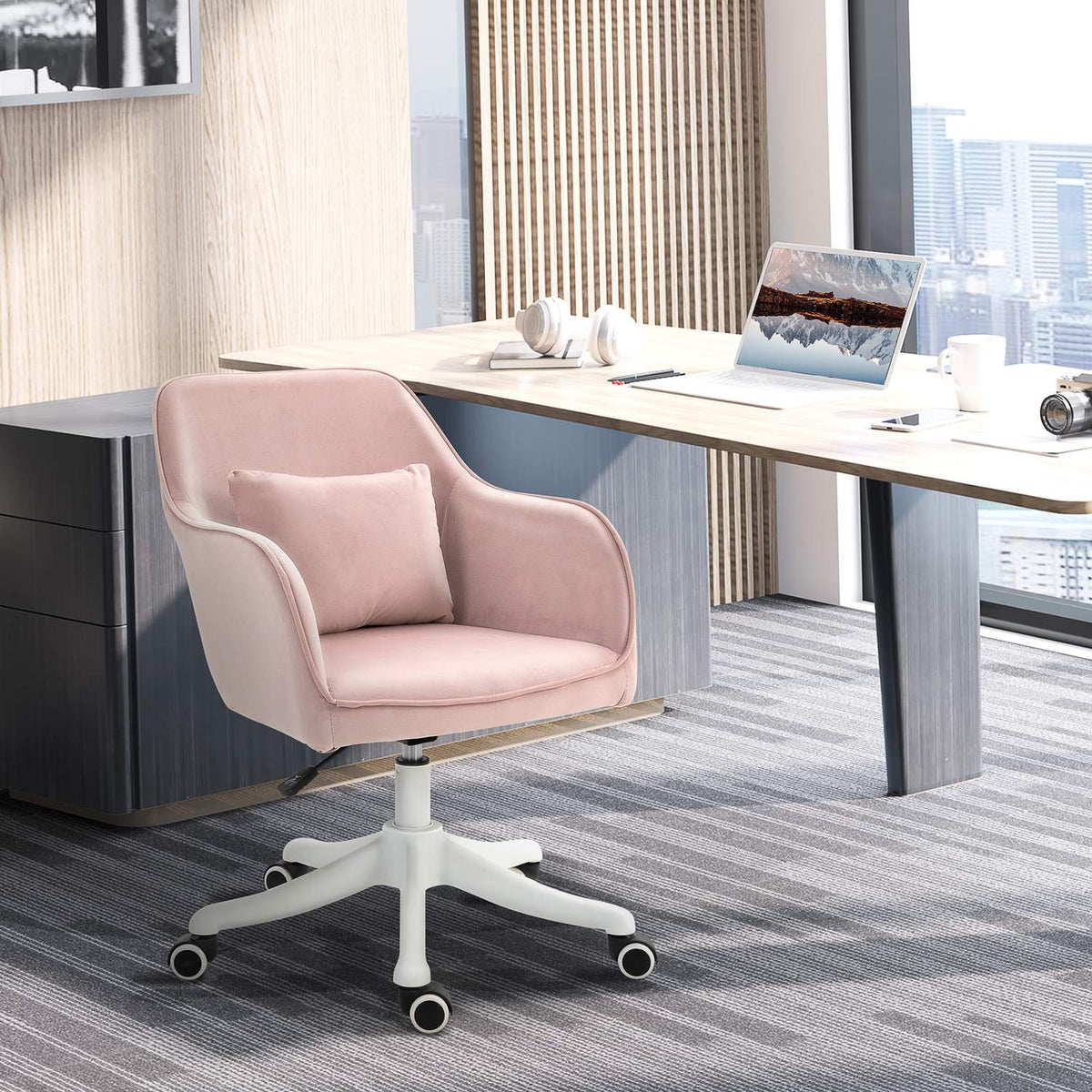 Massage Office Chair Desk Chair Swivel Chair Vibration Function Adjustable Armrests 55X65X79-89Cm