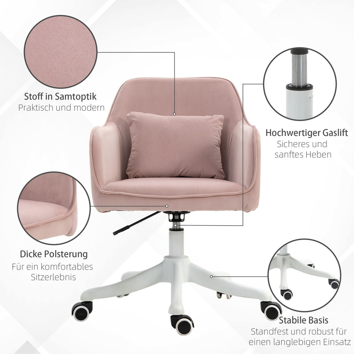 Massage Office Chair Desk Chair Swivel Chair Vibration Function Adjustable Armrests 55X65X79-89Cm