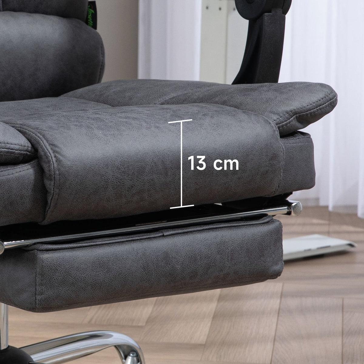 Massage Office Chair Desk Chair With Heating Function, Reclining Function, Height Adjustable 111-119Cm, Footrest, Microfiber, Dark Gray