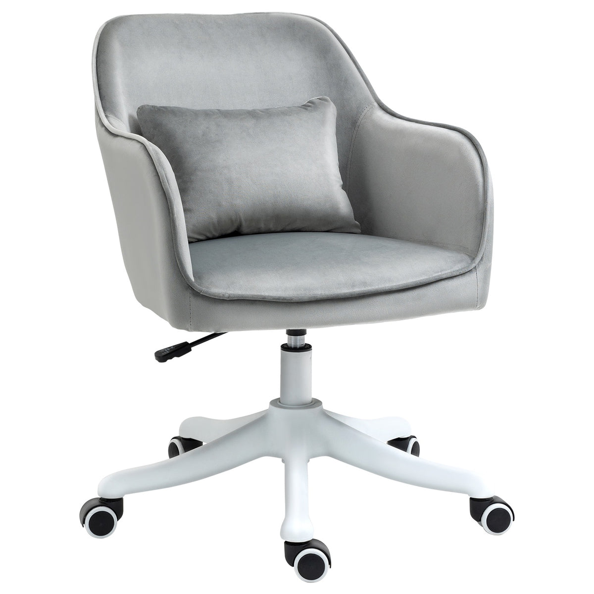Massage Office Chair Desk Chair With Vibration Function, Lumbar Cushion, Armrests, Velvet, Height Adjustable