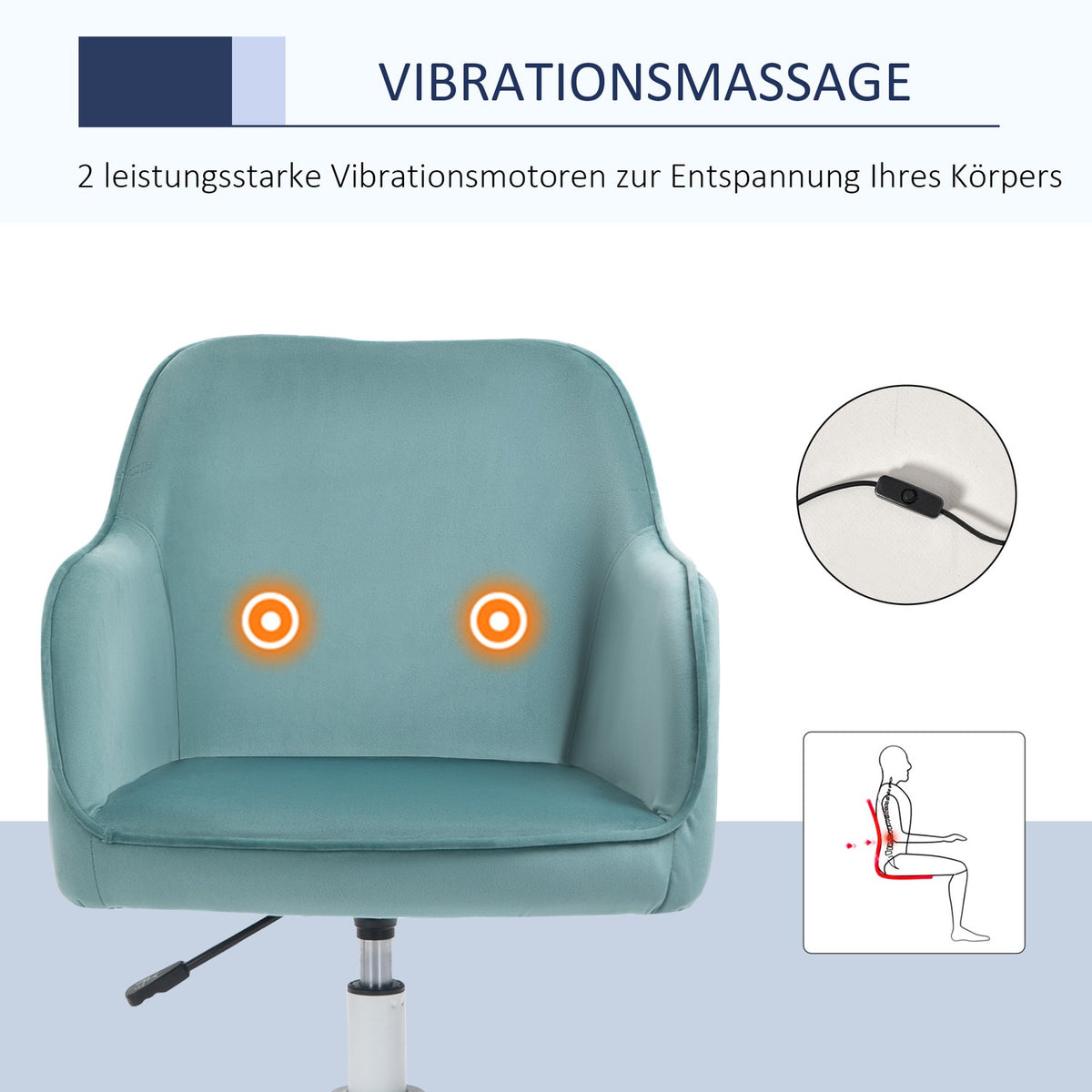 Massage Office Chair Desk Chair With Vibration Function, Usb, Lumbar Cushion, Armrests, 78-86Cm