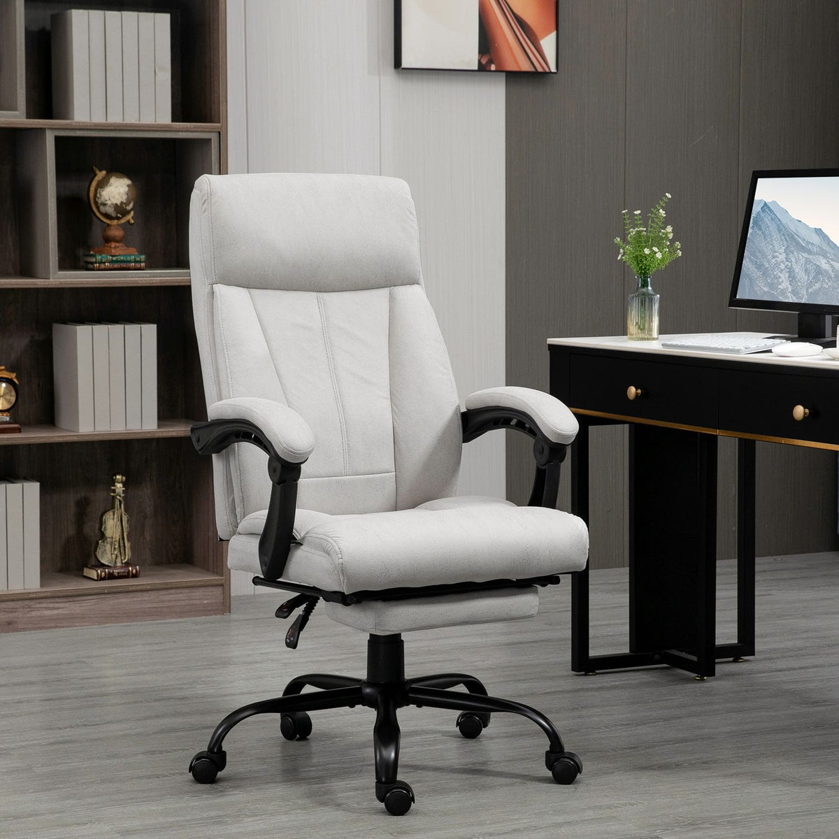Massage Office Chair With Rocker Function, Desk Chair, 111-119 Cm Height-Adjustable Swivel Chair With Heating Function, Pc Chair With Footrest