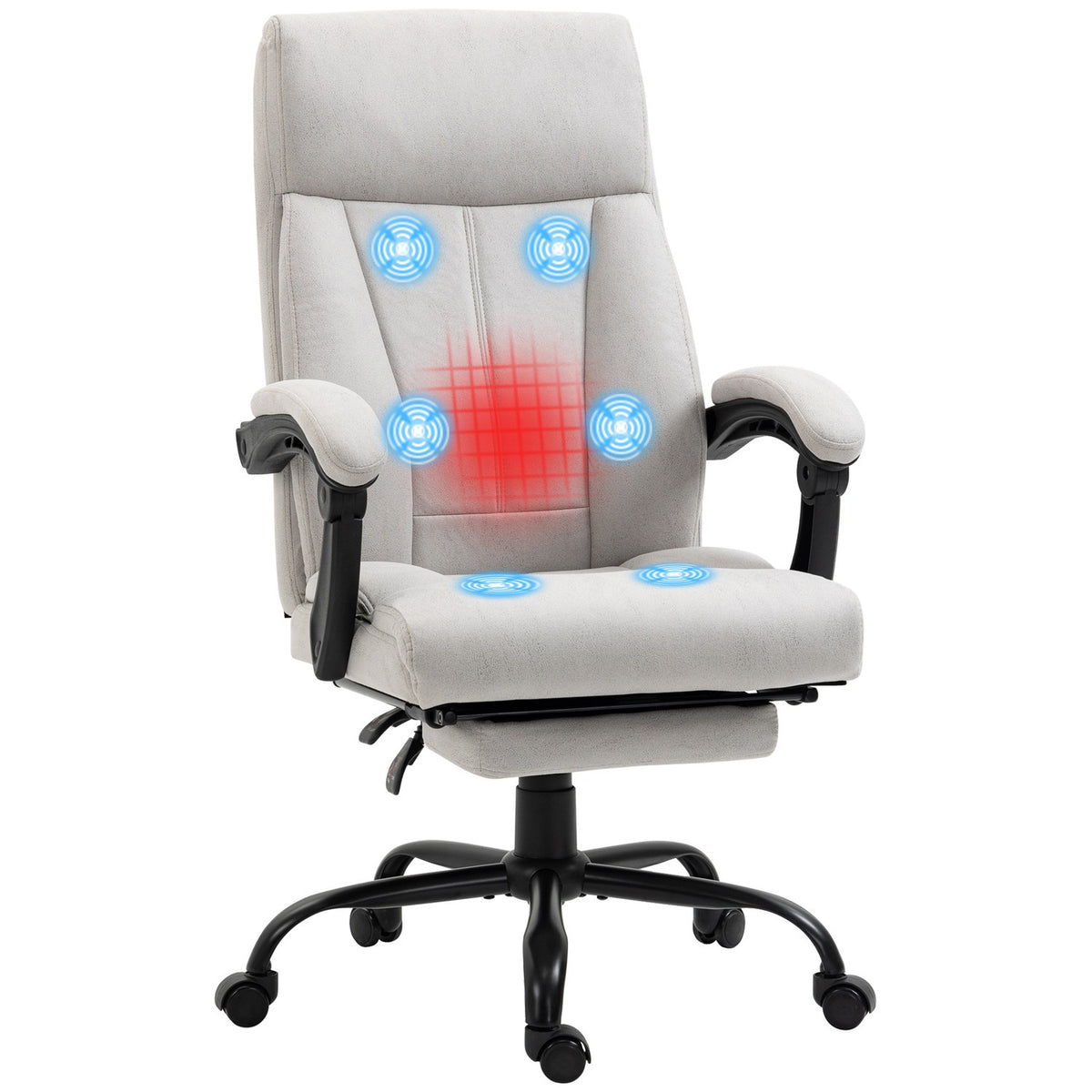 Massage Office Chair With Rocker Function, Desk Chair, 111-119 Cm Height-Adjustable Swivel Chair With Heating Function, Pc Chair With Footrest