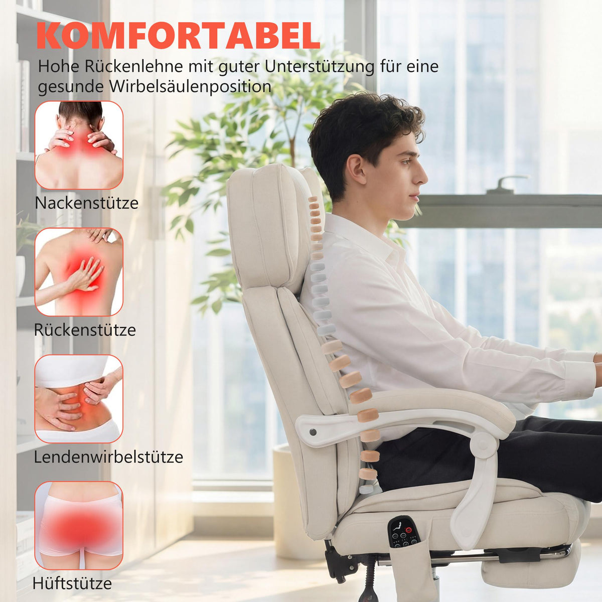 Massage Office Chair with 6-Point System and Lumbar Heat