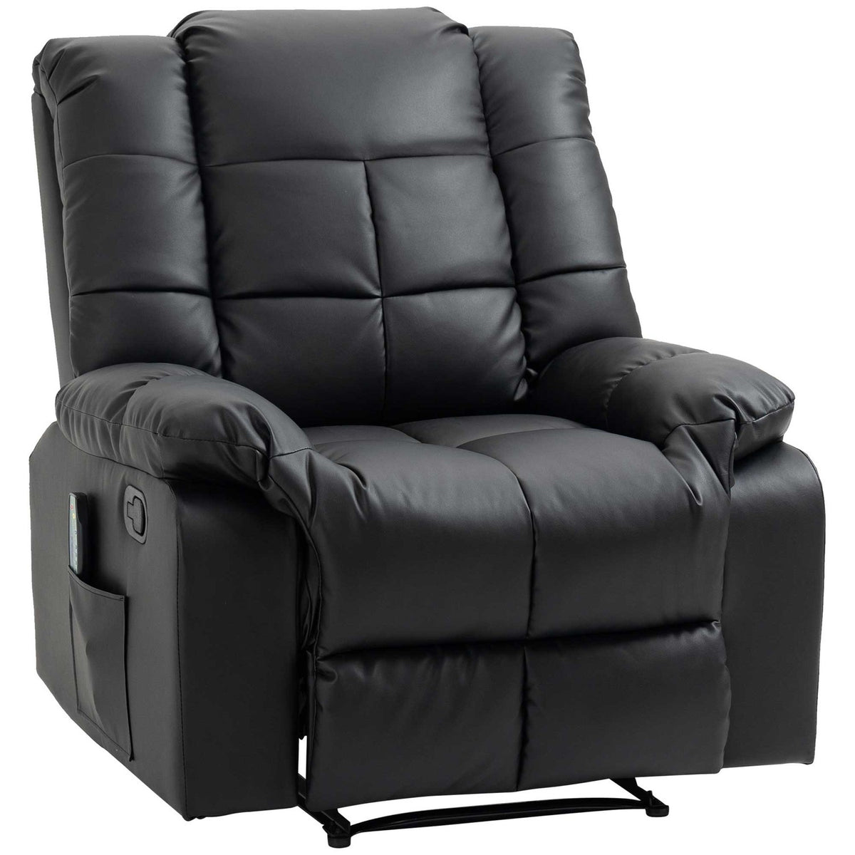 Massage chair, TV chair, electric relaxation chair with massage function, faux leather, wood, steel, foam, black, 94 x 99 x 99 cm