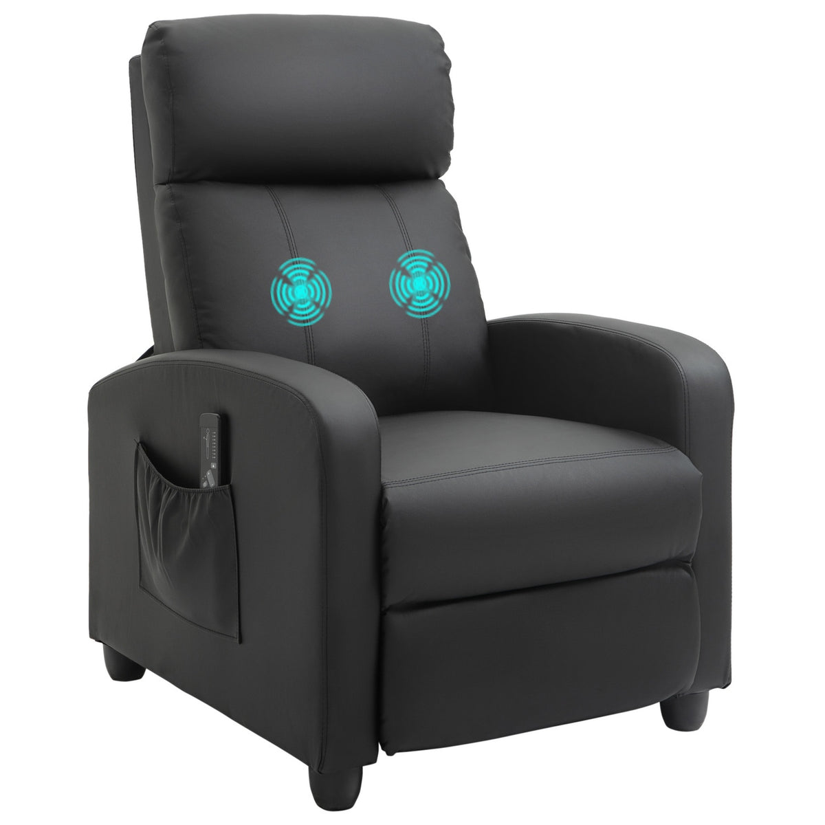 Massage chair, relaxation chair, TV chair, reclining chair with backrest, 2-point massage, PU foam, black, 68 x 88 x 98 cm