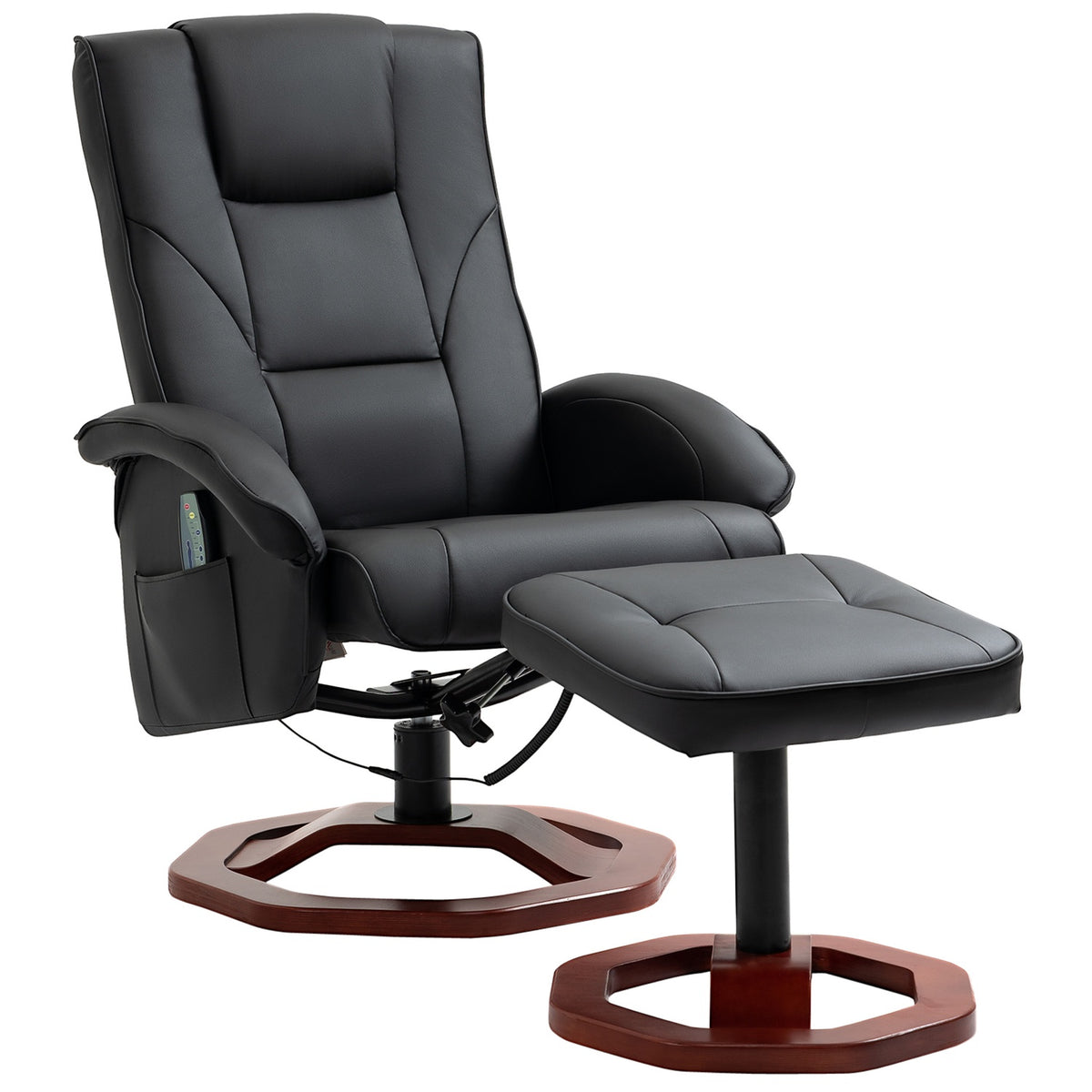 Massage chair, relaxation lounger with footstool, relaxation chair, reclining function, TV chair, lounge chair, 360° rotatable, faux leather, 73 x 83 x 106 cm