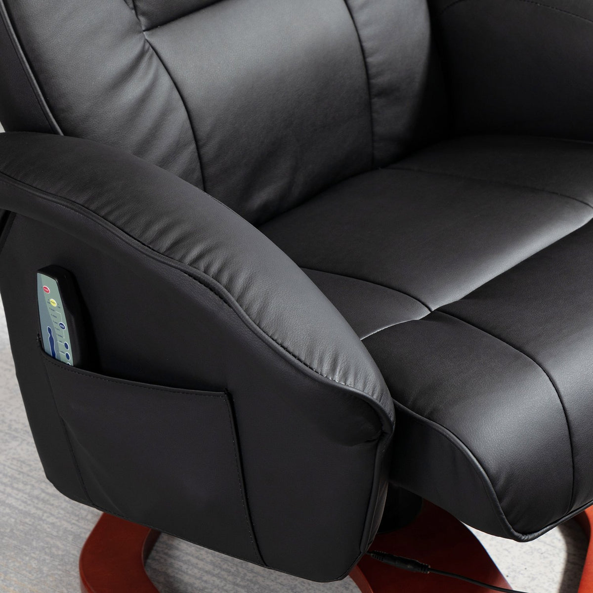 Massage chair, relaxation lounger with footstool, relaxation chair, reclining function, TV chair, lounge chair, 360° rotatable, faux leather, 73 x 83 x 106 cm
