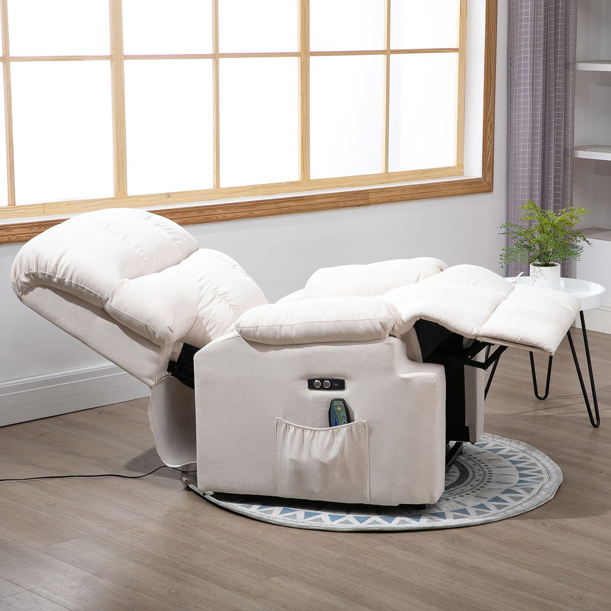 Massage chair stand-up aid relaxation chair with heat function, adjustable, USB remote control, short plush for relaxed sitting