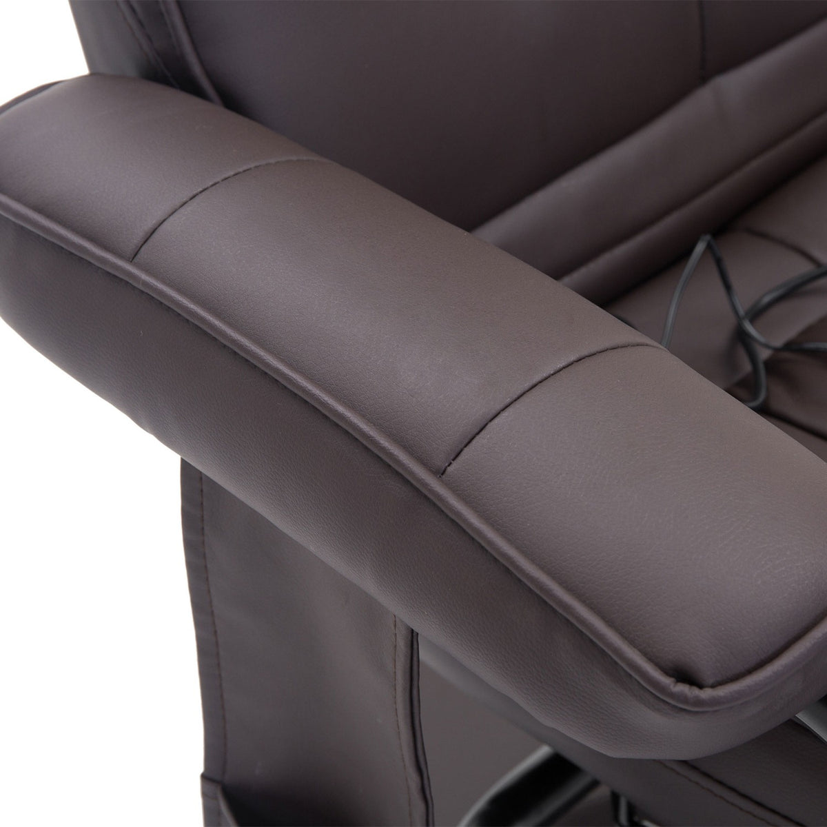 Massage chair with stool, rotating relaxation chair with massage function, electric TV chair with reclining function, faux leather, brown