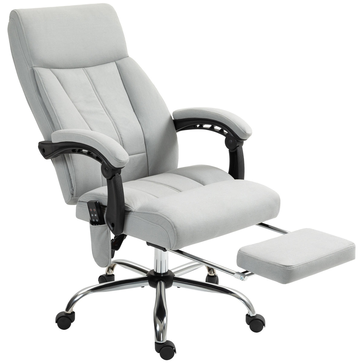 Massage office chair with reclining function, ergonomic desk chair, height adjustable, executive chair with footrest, light gray