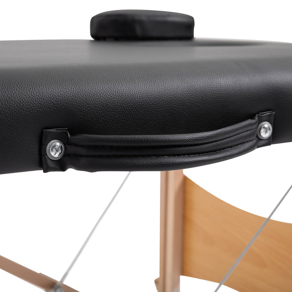 Massage table, mobile massage table, height adjustable, cosmetic bench, poplar wood, foam, black, 186 x 60 x 58-81 cm