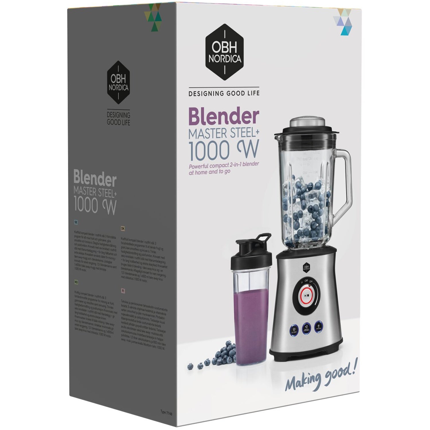 Master steel+ blender 1.5 l. 1000 W take away mug 7748