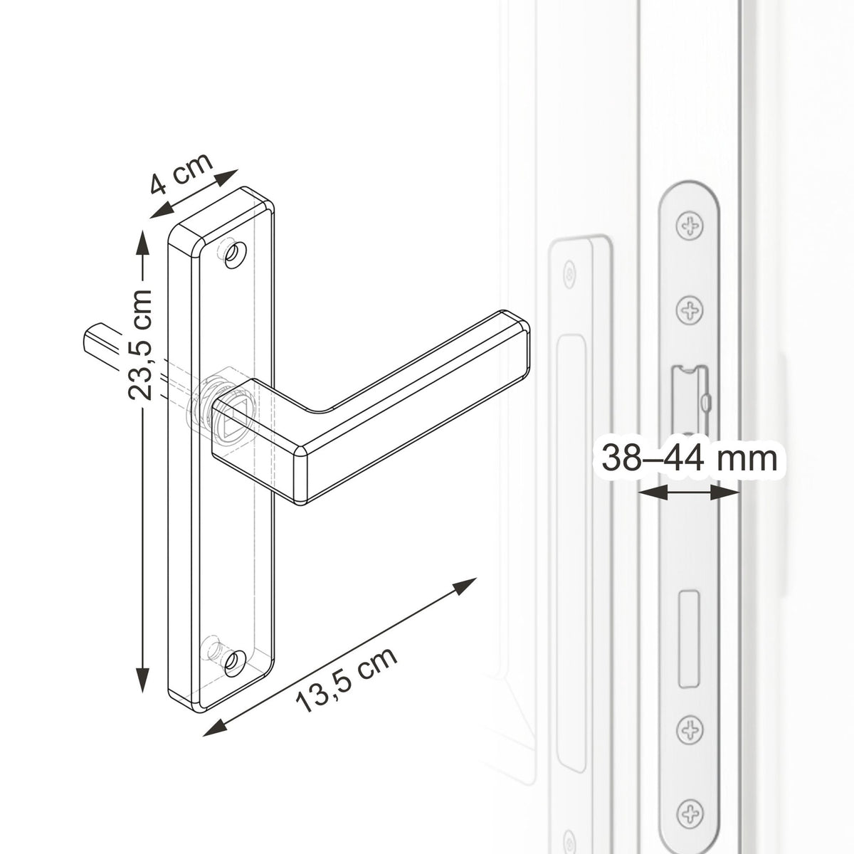 Matt Black Door Handle Set with Long Backplate