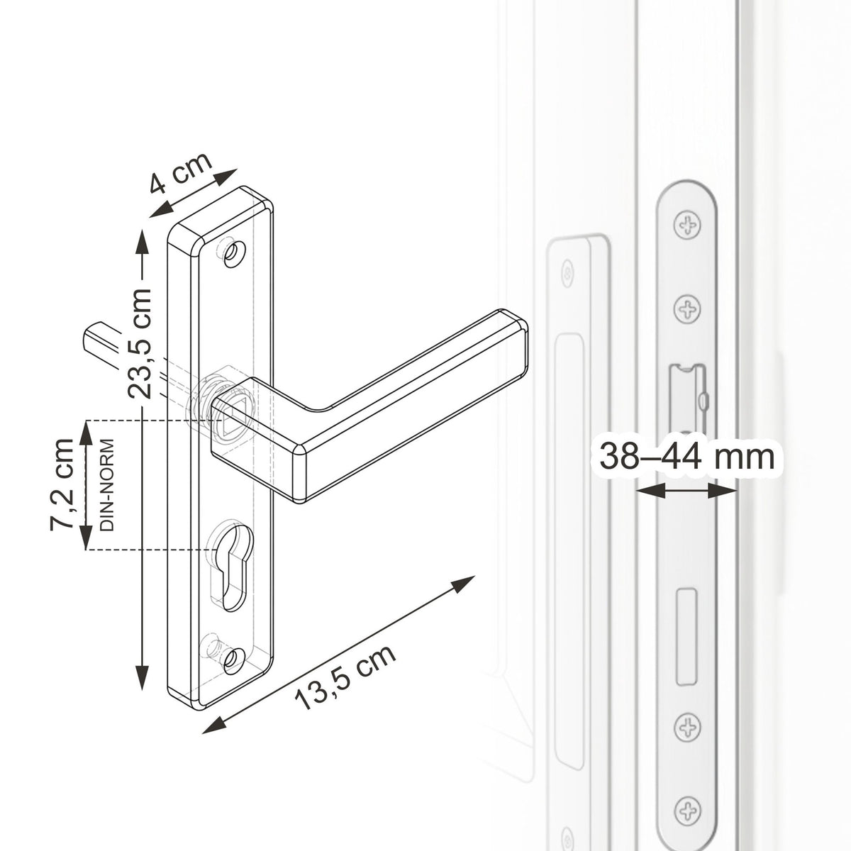 Matt Black Door Handle Set with Profile Cylinder