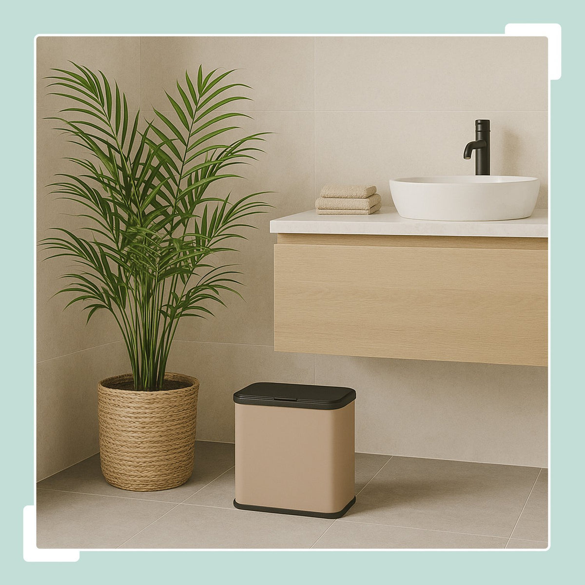 Matte Bathroom Rubbish Bin, 5L – Hanging or Freestanding