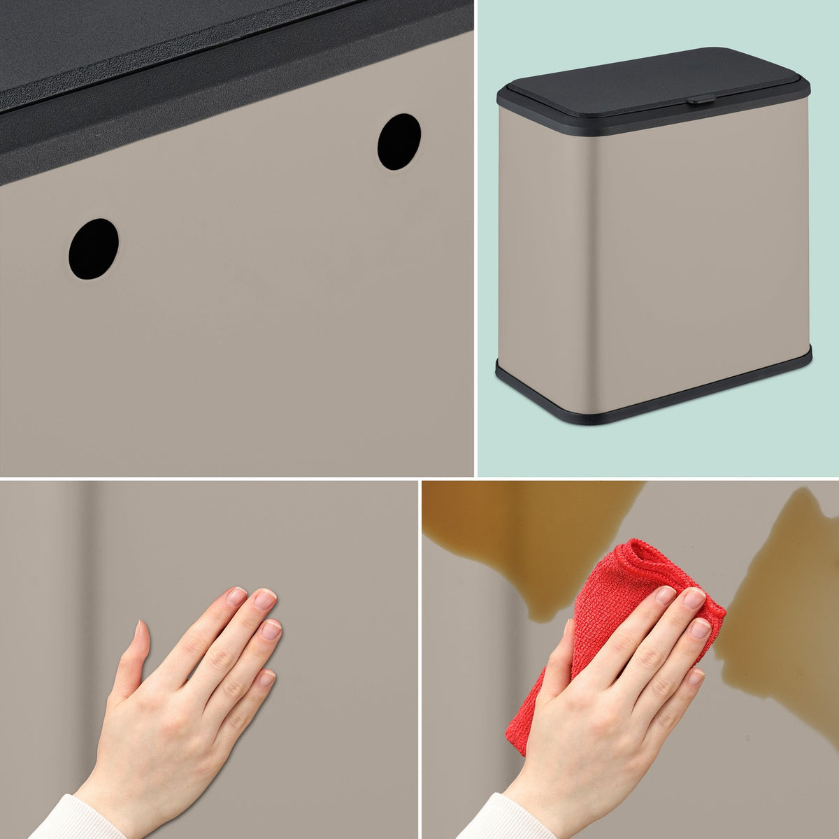 Matte Bathroom Rubbish Bin, 5L – Hanging or Freestanding