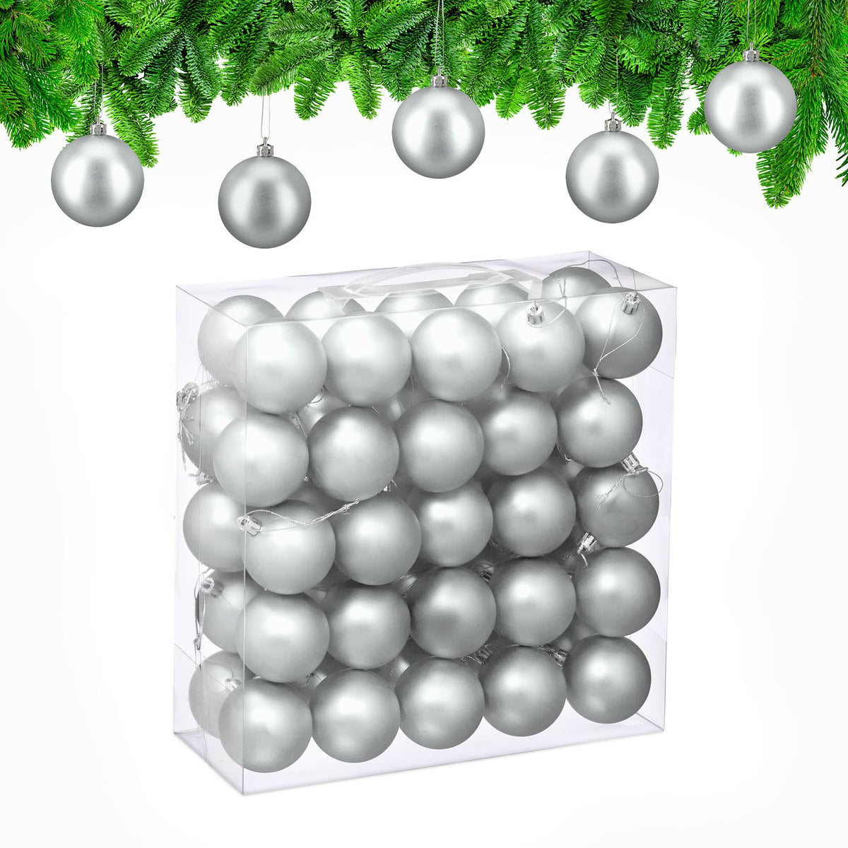 Matte Christmas Tree Baubles Set, 50 Pieces