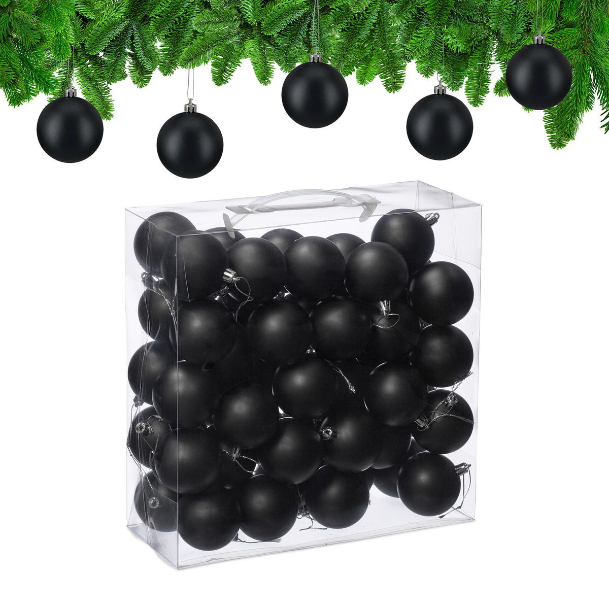 Matte Christmas Tree Baubles Set, 50 Pieces