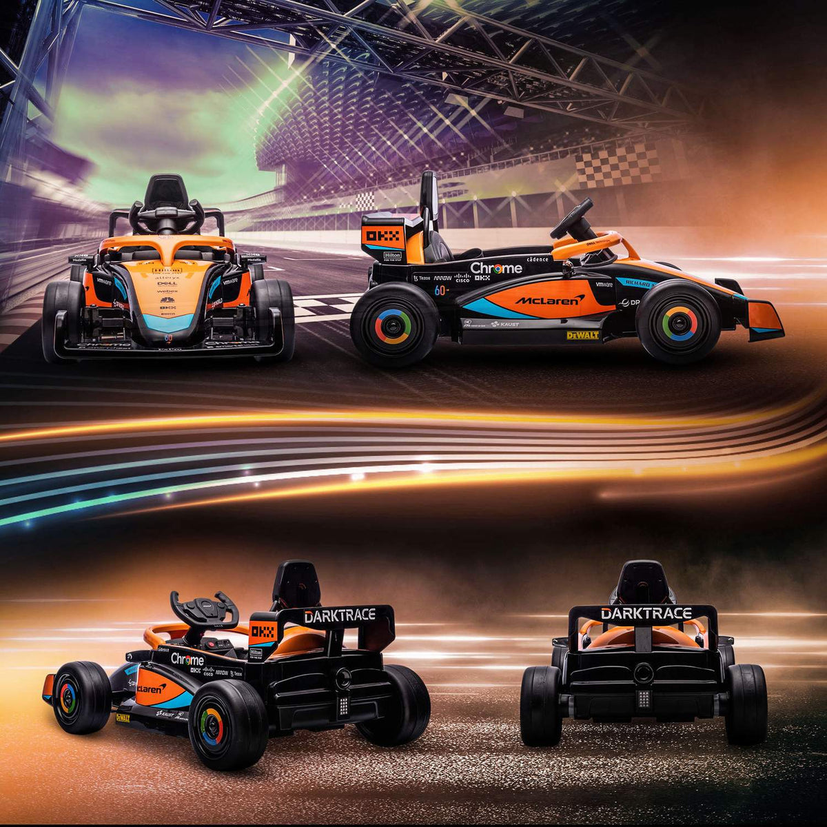 McLaren children's car, with 2 speed, 2 motors, remote control, MP3 USB, suspension, horn, for 3-5 years children, load capacity 30 kg, orange