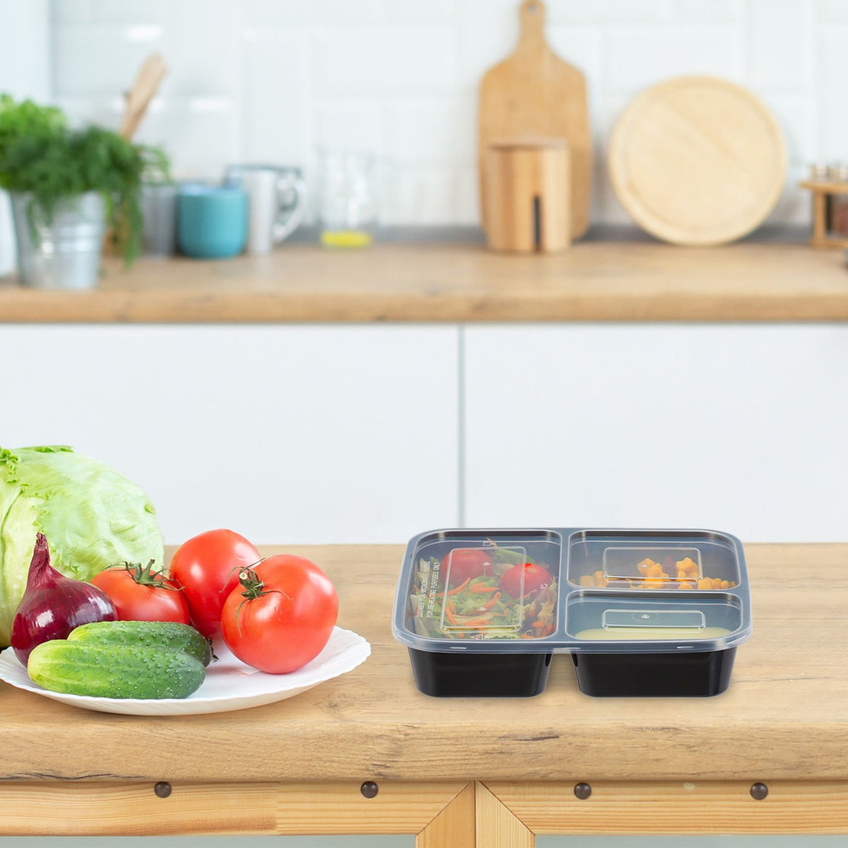 Meal preparation boxes with 3 compartments - 24 pcs