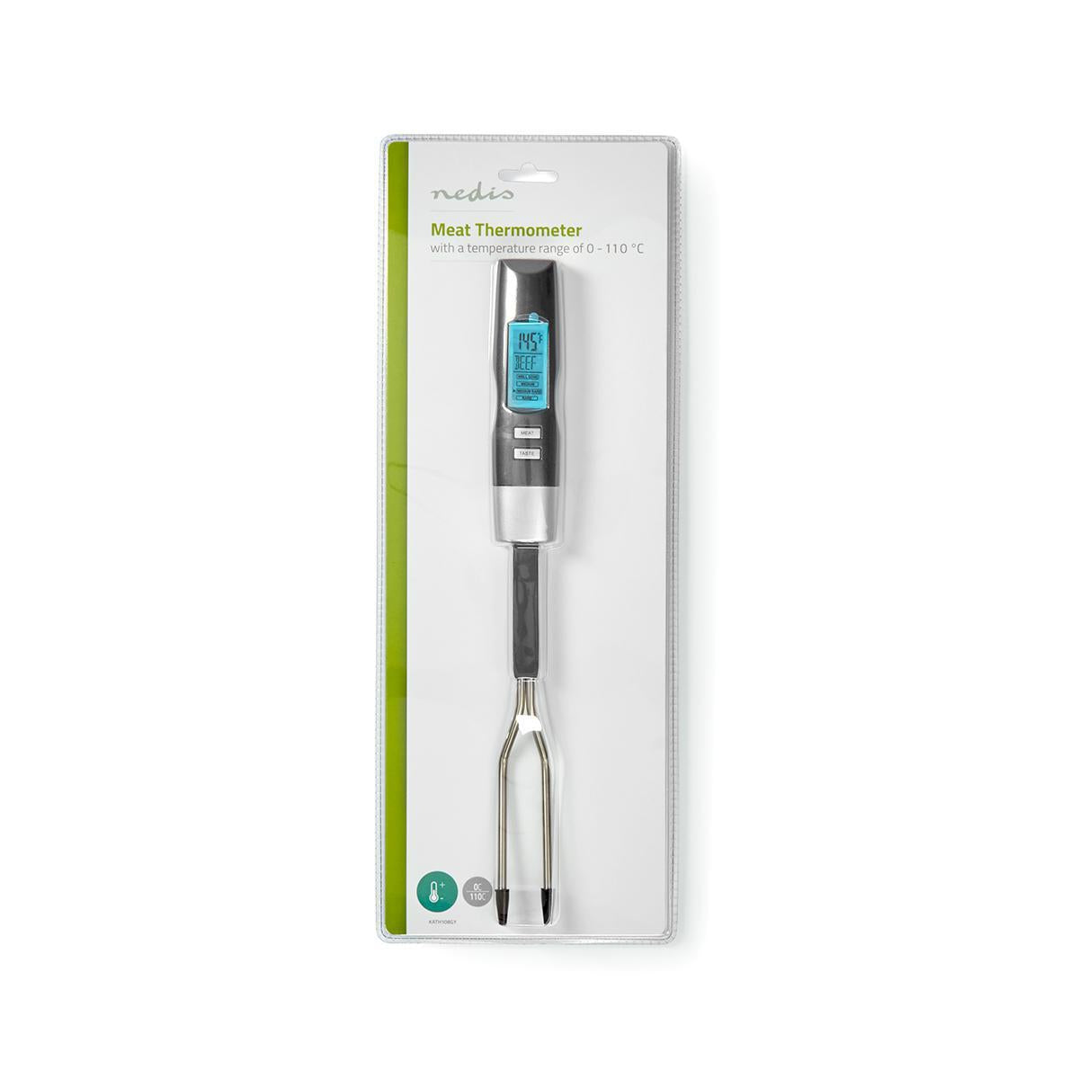 Meat thermometer | Temperature setting | LCD Screen | 0 - 110 °C | Silver / Black