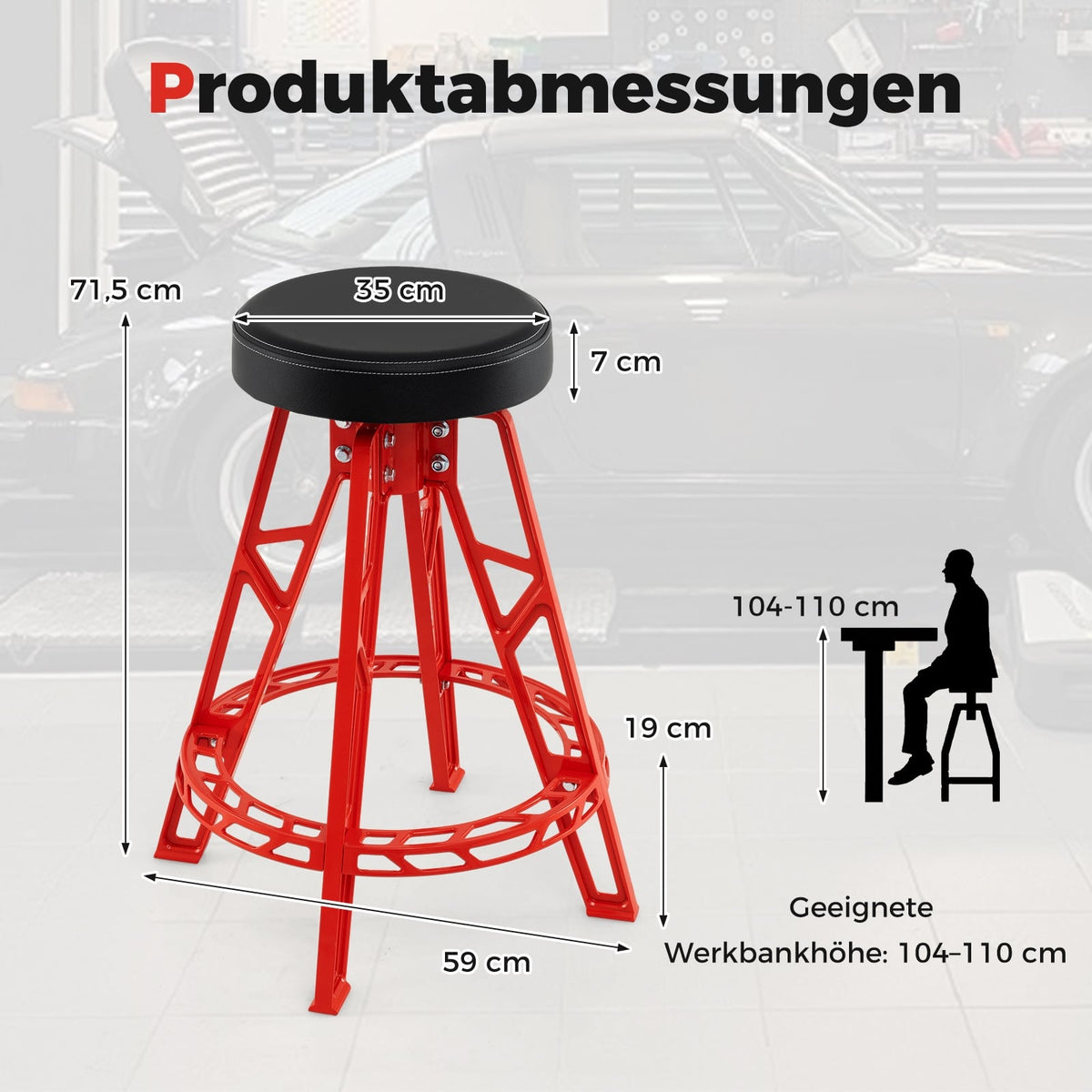 Mechanic Stool, Heavy-Duty Aluminum, 360 Swivel Seat