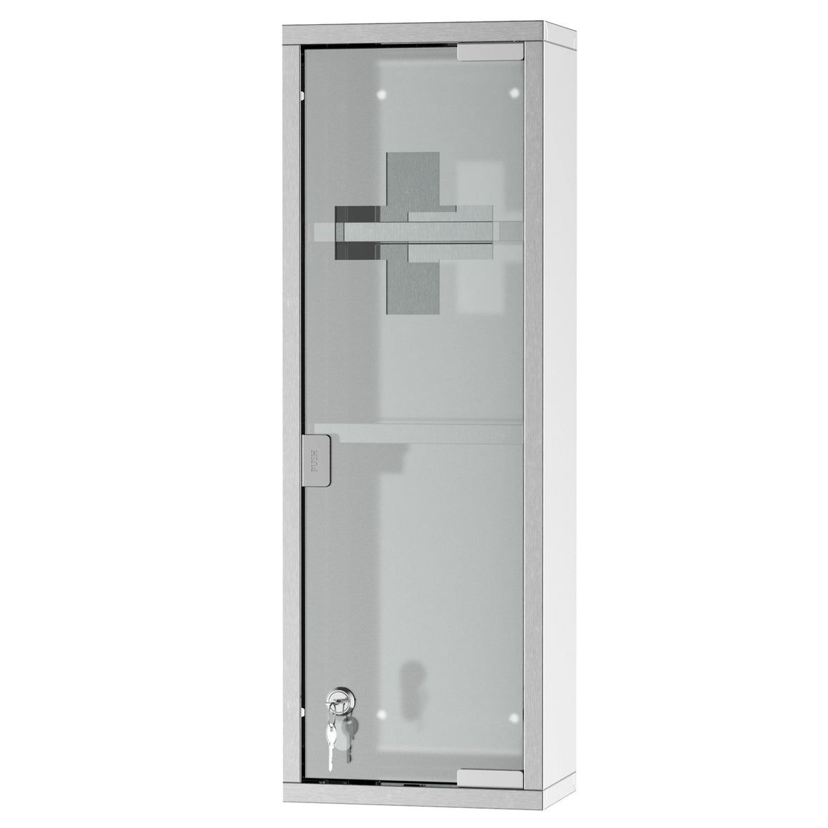 Medicine Cabinet First Aid Cabinet Frosted Glass Stainless Steel Silver 20X12X58Cm