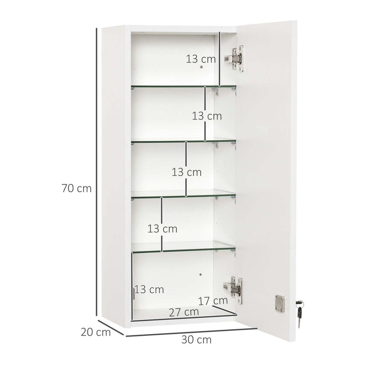 Medicine Cabinet Hanging Cabinet Lockable Adjustable First Aid Cross