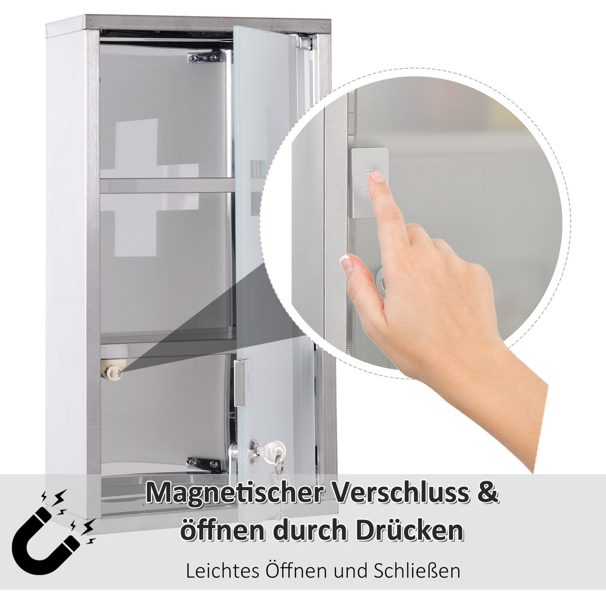Medicine Cabinet Medicine Cabinet Medicine Cabinet 3 Compartments Home Medicine Counter Stainless Steel 25 X 12 X 48Cm