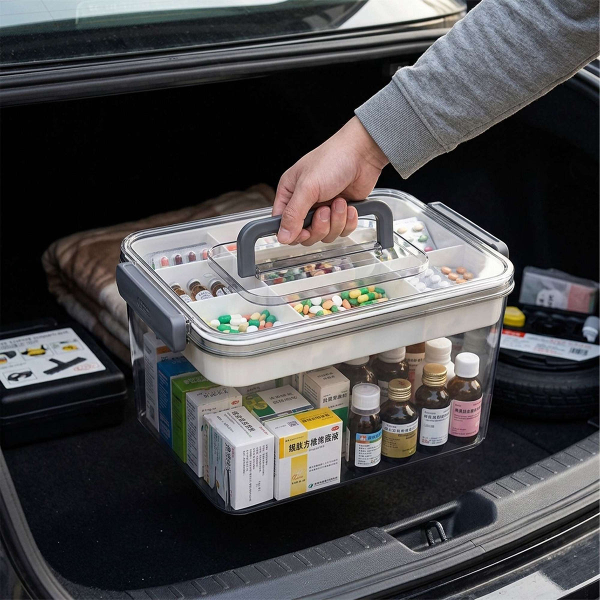 Medicine Storage Box, Clear Plastic With 7 Compartments