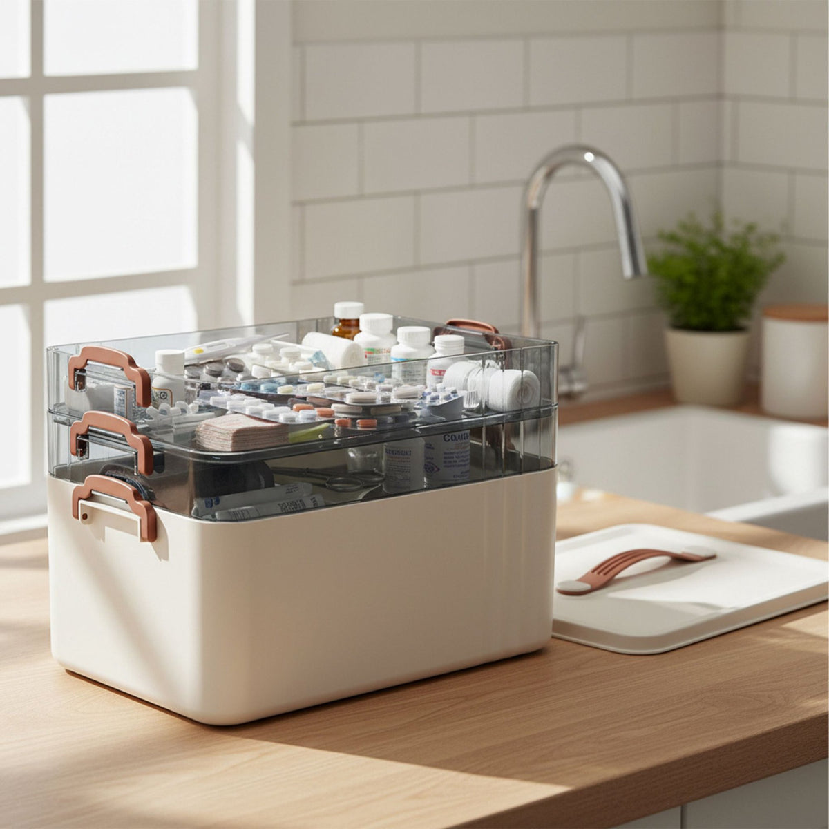 Medicine Storage Box – Plastic, 2 Clear Removable Inserts