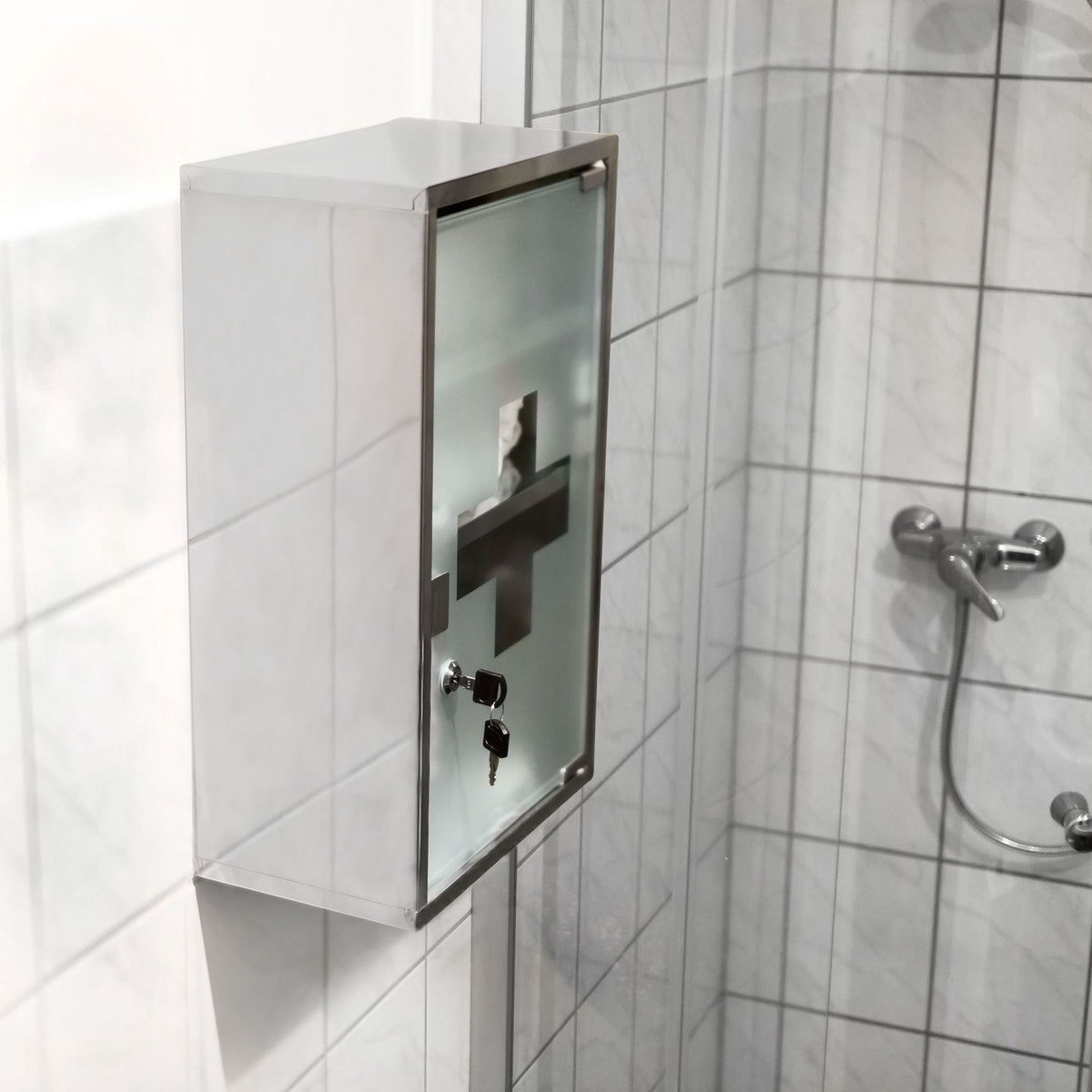 Medicine cabinet EMERGENCY stainless steel XL