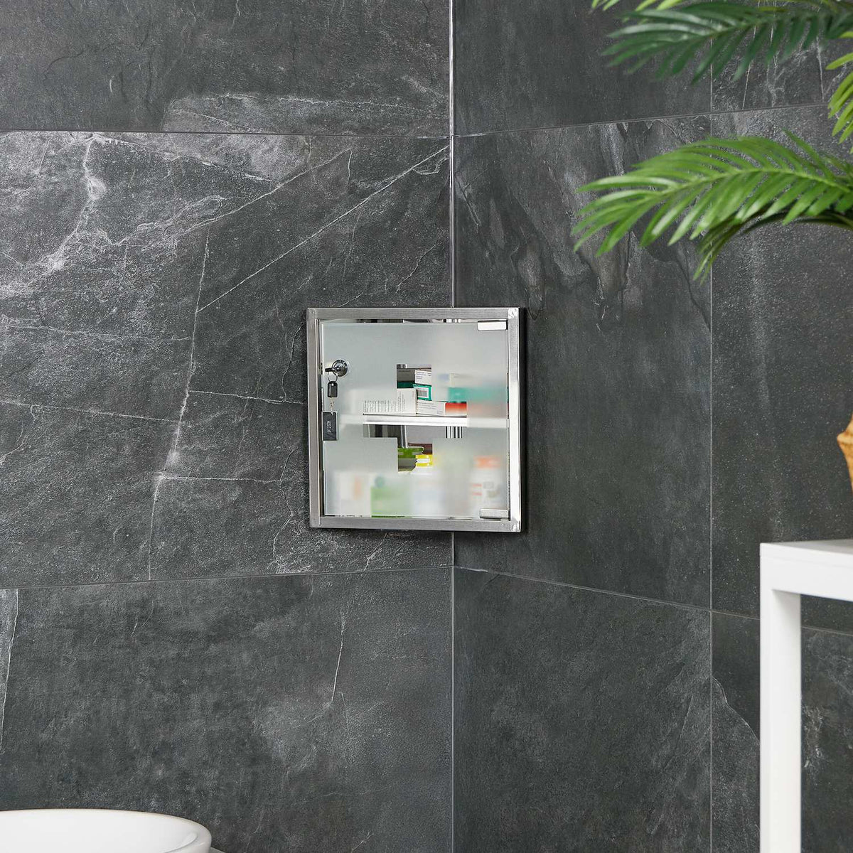 Medicine cabinet with glass door