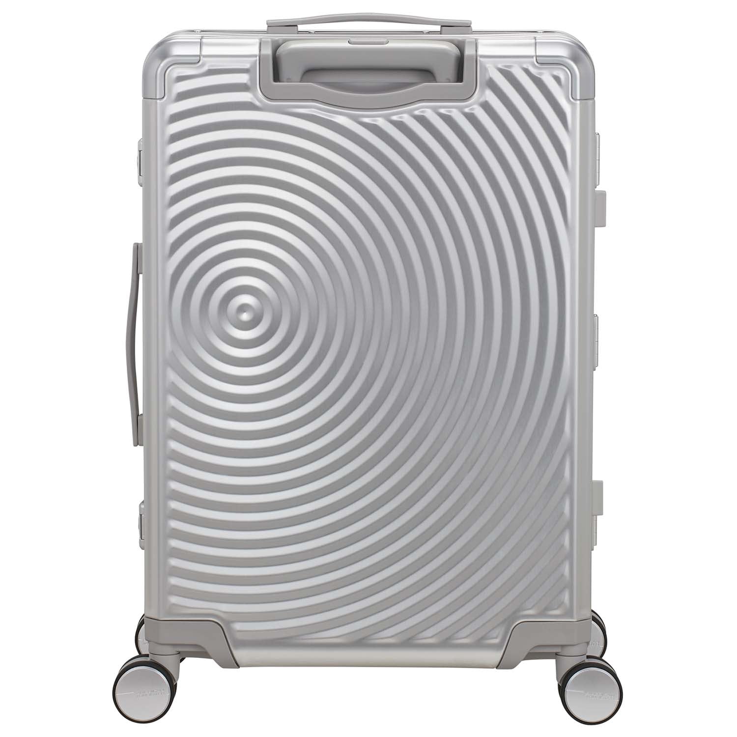 Medium Silver Aluminum Suitcase, 68 cm, 4 Wheels, TSA Lock
