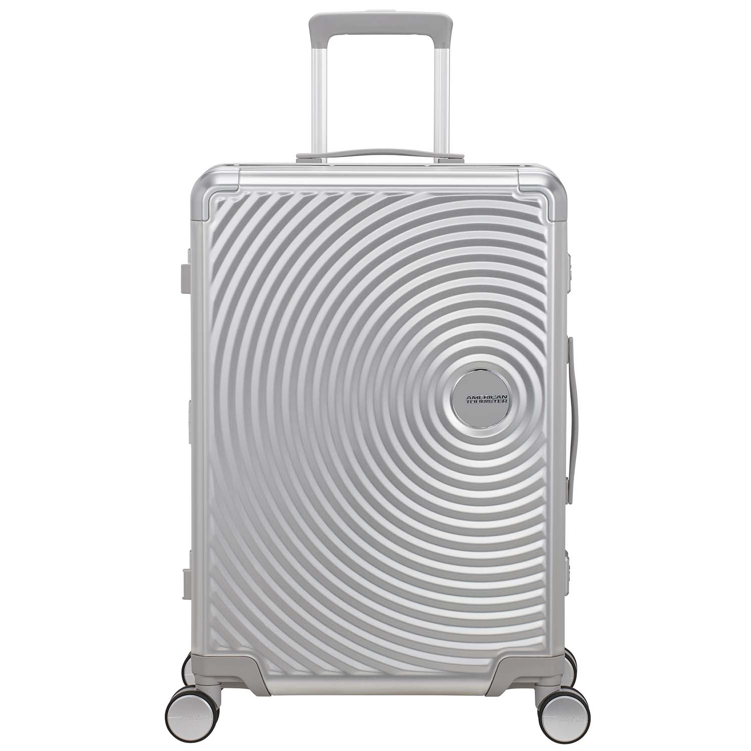 Medium Silver Aluminum Suitcase, 68 cm, 4 Wheels, TSA Lock
